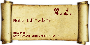 Metz Lázár névjegykártya
